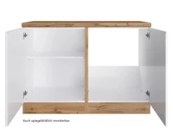 Best Held Möbel Held Küchen Spülenschrank Kempten 120 cm Weiß/Wotan 2 Türen