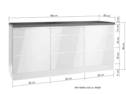 Held Möbel Küchenschränke<Held Küchen Unterschrank Gera 180 cm Weiß/Wotan