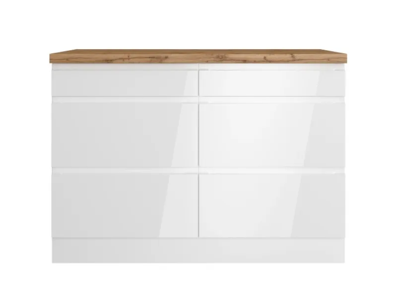 Outlet Held Möbel Held Küchen Unterschrank Gera 120 cm Weiß/Wotan