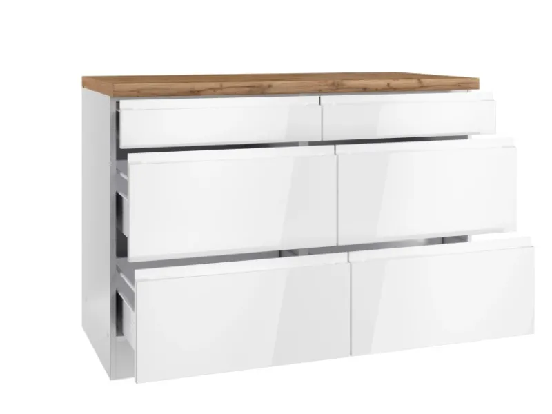 Outlet Held Möbel Held Küchen Unterschrank Gera 120 cm Weiß/Wotan