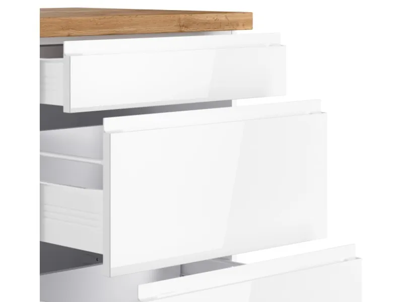 Outlet Held Möbel Held Küchen Unterschrank Gera 120 cm Weiß/Wotan