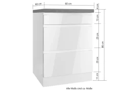 Held Möbel Held Küchen Unterschrank Gera 60 cm Weiß/Wotan