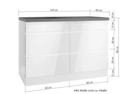 Best Held Möbel Held Küchen Unterschrank Gera 120 cm Weiß/Beton