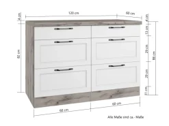 Online Held Möbel Held Küchen Unterschrank Kempten 120 cm Weiß/Wotan