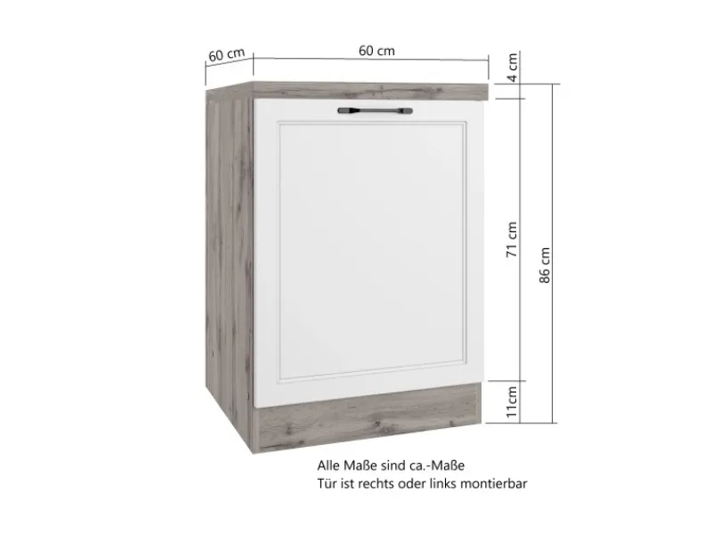 Sale Held Möbel Held Küchen Unterschrank Kempten 60 cm Weiß/Wotan