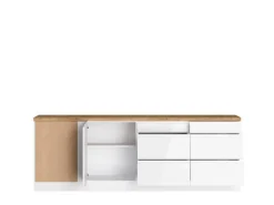 Online Held Möbel Held Küchen Winkelküche Gera 300 cm Weiß/Wotan ohne E-Geräte