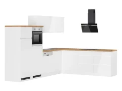 Outlet Held Möbel Held Küchen Winkelküche Gera 300 cm Weiß/Wotan mit E-Geräte