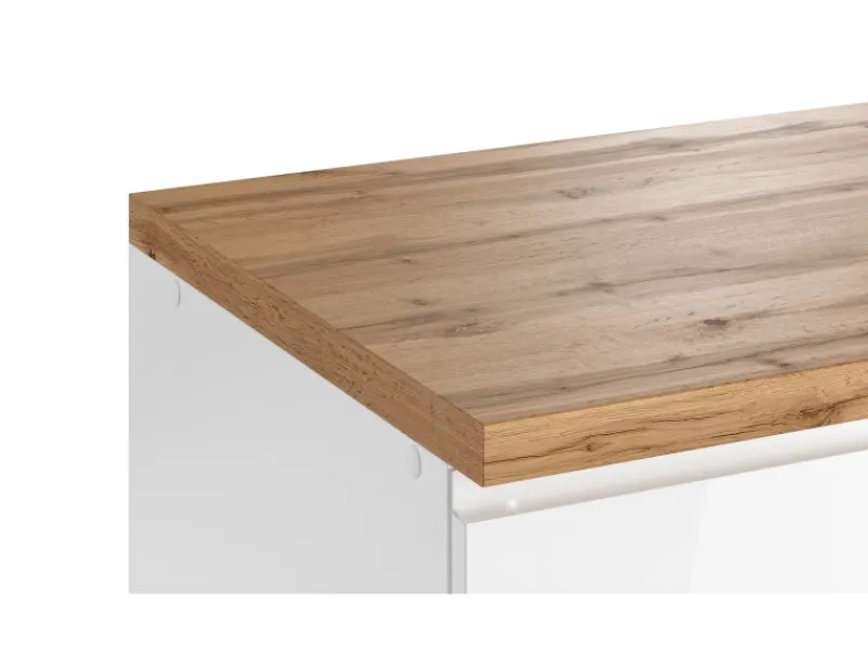 Outlet Held Möbel Held Küchen Winkelküche Gera 300 cm Weiß/Wotan mit E-Geräte