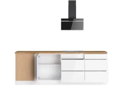 Outlet Held Möbel Held Küchen Winkelküche Gera 300 cm Weiß/Wotan mit E-Geräte