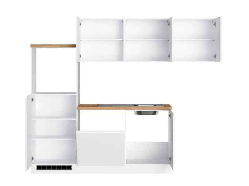 Outlet Held Möbel Held Küchen Winkelküche Gera 240 cm Weiß/Wotan ohne E-Geräte