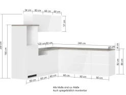 Discount Held Möbel Held Küchen Winkelküche Gera 240 cm Weiß/Beton ohne E-Geräte /autark