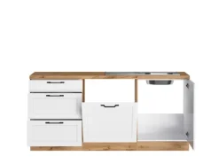 Clearance Held Möbel Held Küchen Winkelküche Kempten 420 cm Weiß/Wotan ohne E-Geräte