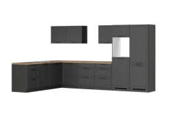 Held Möbel Held Küchen Winkelküche Kempten 360 cm Grau/Graphit ohne E-Geräte< Winkelküchen|Küchenschränke