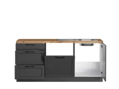 Held Möbel Held Küchen Winkelküche Kempten 360 cm Grau/Graphit ohne E-Geräte< Winkelküchen|Küchenschränke