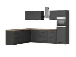 New Held Möbel Held Küchen Winkelküche Kempten 300 cm Grau/Graphit mit E-Geräten /autark