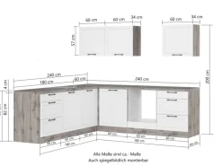 Sale Held Möbel Held Küchen Winkelküche Kempten 240 cm ohne E-Geräte Graphit/Grau