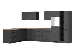 Clearance Held Möbel Held Küchen Winkelküche Kempten 360 cm Grau/Graphit ohne E-Geräte /autark