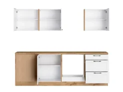 Online Held Möbel Held Küchen Winkelküche Kempten 240 cm ohne E-Geräte Wotan/Weiß