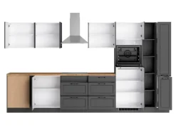 Held Möbel Winkelküchen<Held Küchen Winkelküche Kempten 360 cm Grau/Graphit mit E-Geräten /autark