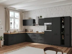 Held Möbel Winkelküchen|Kochfelder<Held Küchen Winkelküche Kempten 420 cm Grau/Graphit mit E-Geräten Induktion