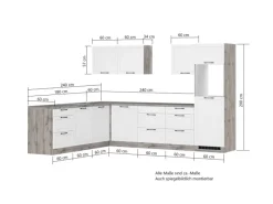 Held Möbel Held Küchen Winkelküche Kempten 300 cm mit E-Geräten Grau/Graphit autark Indukt.< Winkelküchen