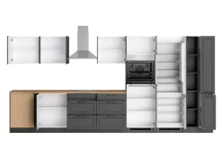 Clearance Held Möbel Held Küchen Winkelküche Kempten 420 cm Grau/Graphit mit E-Geräte