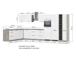 Clearance Held Möbel Held Küchen Winkelküche Kempten 420 cm Grau/Graphit mit E-Geräte