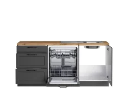 Clearance Held Möbel Held Küchen Winkelküche Kempten 420 cm Grau/Graphit mit E-Geräte