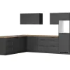 Held Möbel Held Küchen Winkelküche Kempten 300 cm Grau/Graphit ohne E-Geräte /autark< Winkelküchen|Küchenschränke
