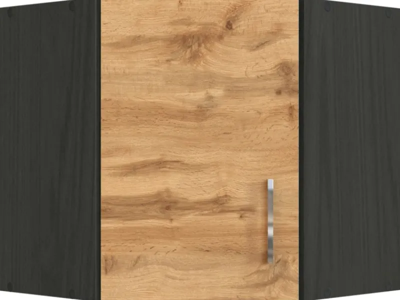 Hot Held Möbel Küchen-Eck-Hängeschrank Sorrento BxHxT 60x57x60cm Wotaneiche-Grafit