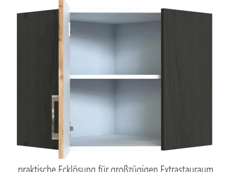 Hot Held Möbel Küchen-Eck-Hängeschrank Sorrento BxHxT 60x57x60cm Wotaneiche-Grafit