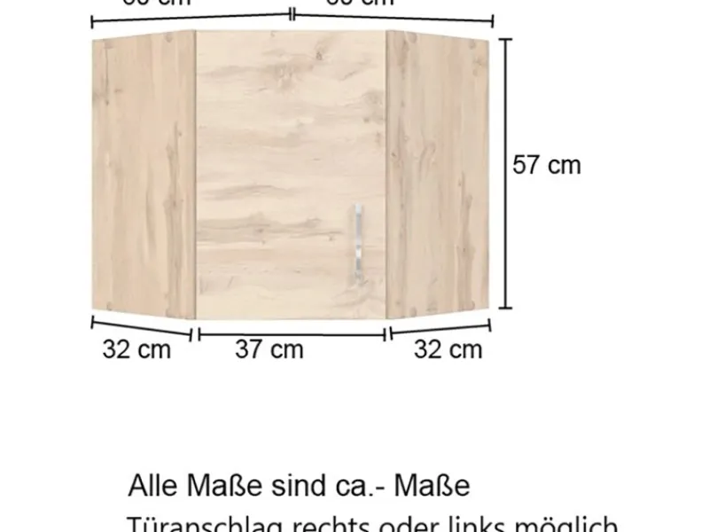 Hot Held Möbel Küchen-Eck-Hängeschrank Sorrento BxHxT 60x57x60cm Wotaneiche-Grafit