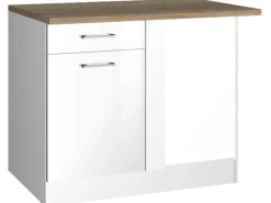 Outlet Held Möbel Küchen-Eckschrank Mailand 110 cm Hochglanz / Weiß
