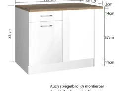 Held Möbel Küchenschränke<Küchen-Eckschrank Mailand 110 cm Hochglanz /