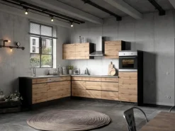 Held Möbel Küchenschränke<Küchen-Eckschrank Turin 120 cm Wotaneiche/Graphit