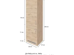 Held Möbel Küchen-Gefrierschrankumbau Sorrento 60x200x60 cm Anthr.-WotanEiche< Küchenschränke