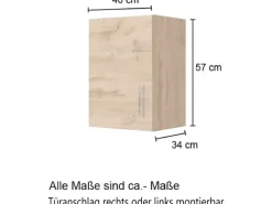 Outlet Held Möbel Küchen-Hängeschrank Sorrento BxHxT 40x57x34cm WotanEiche-WotanEiche