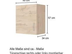 Outlet Held Möbel Küchen-Hängeschrank Sorrento BxHxT 50x57x34cm Anthrazit-Wotaneiche