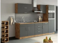 Outlet Held Möbel Küchen-Hängeschrank Sorrento BxHxT 50x57x34cm Anthrazit-Wotaneiche