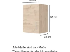 Held Möbel Küchen-Hängeschrank Sorrento BxHxT 40cmx57cmx34cm WotanEiche-Grafit< Gefrierschränke|Küchenschränke