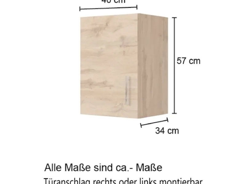Held Möbel Küchen-Hängeschrank Sorrento BxHxT 40cmx57cmx34cm WotanEiche-Grafit< Gefrierschränke|Küchenschränke
