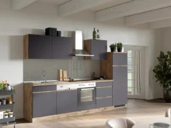 New Held Möbel Küchen-Hängeschrank Turin 60 cm Graphit/Wotaneiche Graphit-Wotaneiche