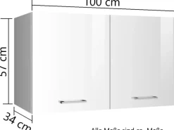 Online Held Möbel Küchen-Hängeschrank Mailand 100 cm Hochglanz / Weiß