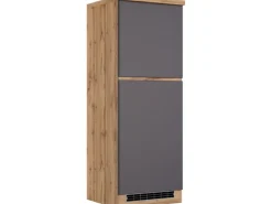 Held Möbel Küchen-Kühlschrankumbauschrank Turin 60 cm Graphit/Wotaneiche Graphit-Wotaneiche