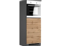 Clearance Held Möbel Küchen-Kühlschrank/Ofenumbauschrank  Turin 60 cm Wotaneiche/Graphit Wotaneiche-Graphit