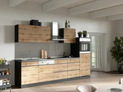 Clearance Held Möbel Küchen-Kühlschrank/Ofenumbauschrank  Turin 60 cm Wotaneiche/Graphit Wotaneiche-Graphit