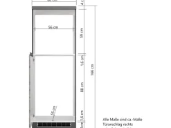 Clearance Held Möbel Küchen-Kühlschrank/Ofenumbauschrank  Turin 60 cm Wotaneiche/Graphit Wotaneiche-Graphit