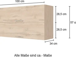 Best Held Möbel Küchen-Klapphängeschrank Sorrento 100x57x34cm WotanEiche-WotanEiche
