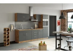 Sale Held Möbel Küchen-Klapphängeschrank Sorrento 100x57x34cm Anthra.-WotanEiche