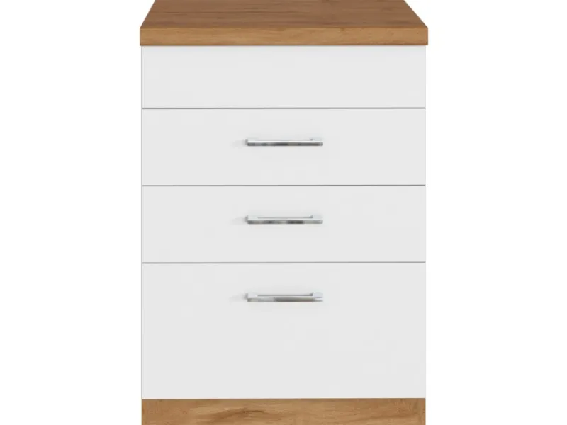 Outlet Held Möbel Küchen-Kochfeldumbauschrank Sorrento 60x85x60cm 2 SK 1 AZ Weiß-Wotan.
